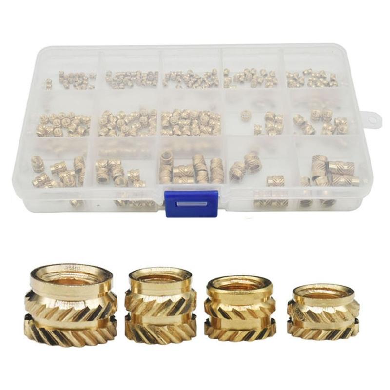 300pcs Female Thread Brass Knurled Embedment Nuts Assortment Nuts Accessories