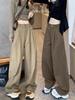 Women's Khaki High-Waist Wide-Leg Work Pants - Spring 2025 Collection