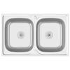 VidaXL Évier de cuisine à double lavabo argenté 800x500x155 mm inox 147234