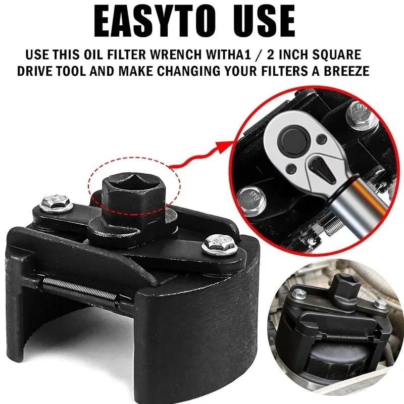 Adjustable Oil Filter Wrench Universal Car Remover Tool Two-Jaws 60-80mm Range Filter Disassembly Tool Maintenance Repair Tool