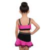 Kinder Mädchen Farbblock Latin Dance Crop Top Breite Schulterträger Quasten Strasssteine mit elastischem Bund Rock für Tango Rumba Gesellschaftstanz Performance