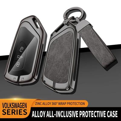 Zinc Alloy Leather Car Key Case Cover Shell For VW Volkswagen Golf 8 2020 Skoda Octavia A8 MK8 2022 2021 SEAT Leon MK4 Accessory