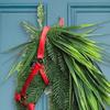 Horse Head Wreath Rustic Farmhouse Equestrian Front Door Decor Artificial Pine Branches Wreath with Red Ribbon for Wall Decor