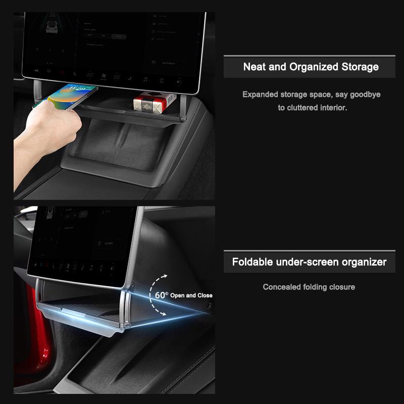 For Tesla Model Y Juniper 16-inch Center Under Screen Storage Box for Model 3 Highland Open and Close Screen Hideen Privacy Box