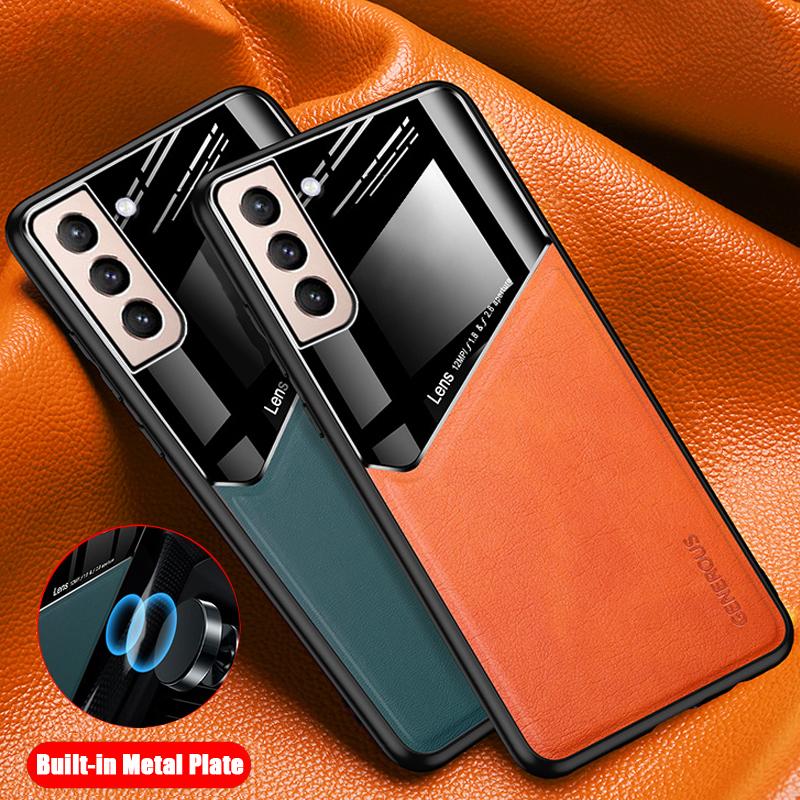 

Чехол S21 из искусственной кожи, автомобильный магнитный жесткий чехол для ПК для Samsung Galaxy S22 S23 Ultra S21 S20 FE S10 Plus + Note 20 10, чехлы