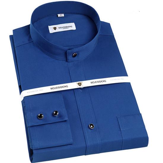 Saf Pamuk Beyaz Erkek Dik Yaka Uzun Kollu Resmi Gömlek Regular Fit