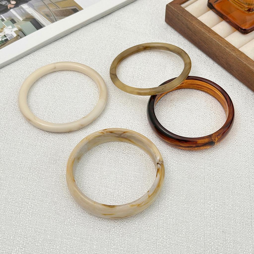 Fashion Style Smudged Marble Pattern Acrylic Bracelet, Retro Amber Resin Bracelet For Women