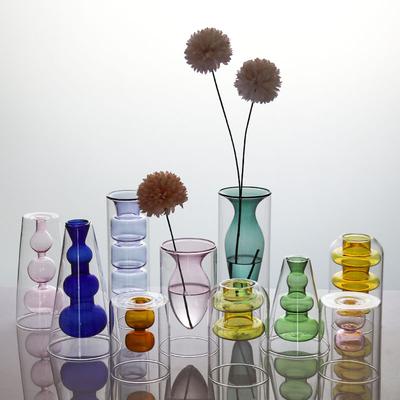 Nordische Creatieve Glazen Kleine Vaas Decoratief Woonkamer Bloemschikking Waterkweek Feng shui Ornament