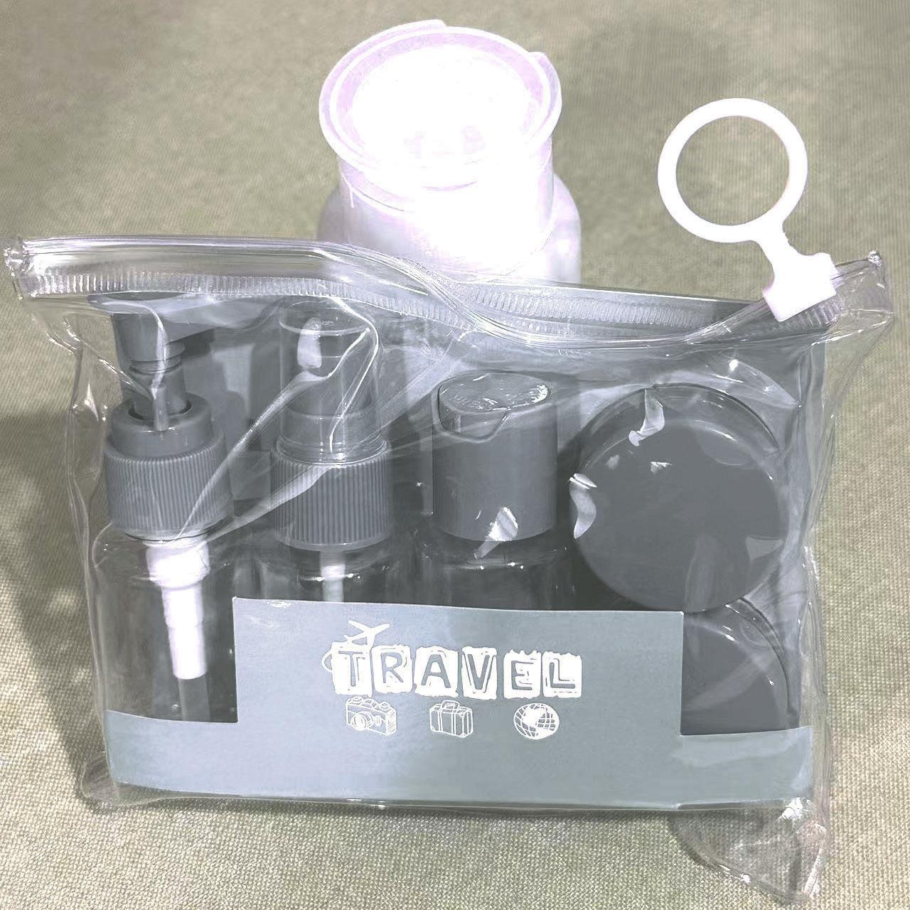 

Набір дорожніх пляшечок 6 шт. Герметичні, багаторазові контейнери натискного типу для косметики, лосьйону, крему, рідини, туалетного приладдя для зберігання сірий колір