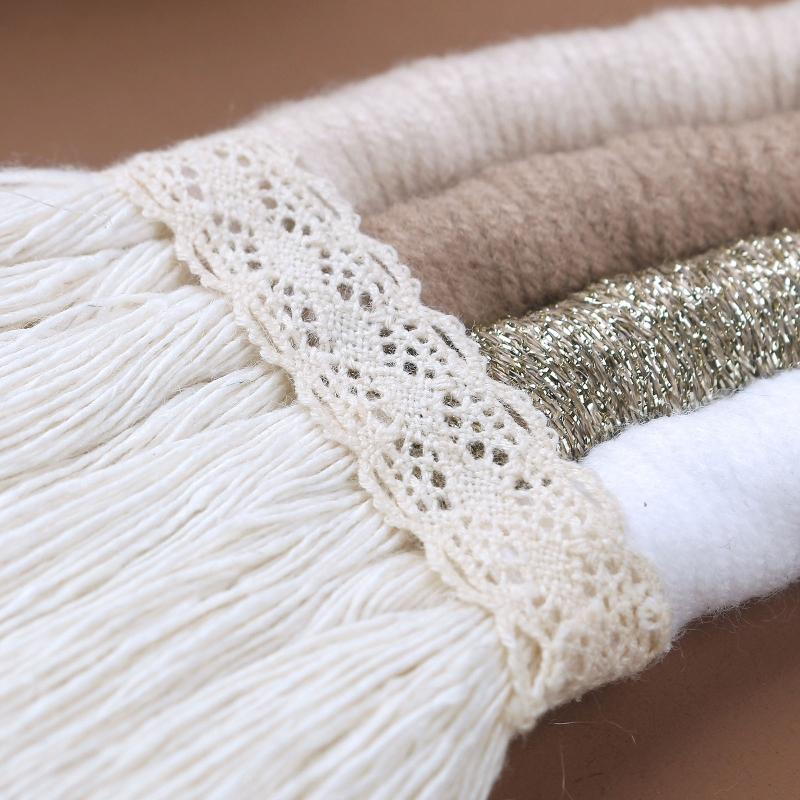 Nordic Macrame Rainbow Wall Decor for Bedroom Nursery Baby Kids Room Round Metal Tapestry Rope Woven Tassel Wall Hanging