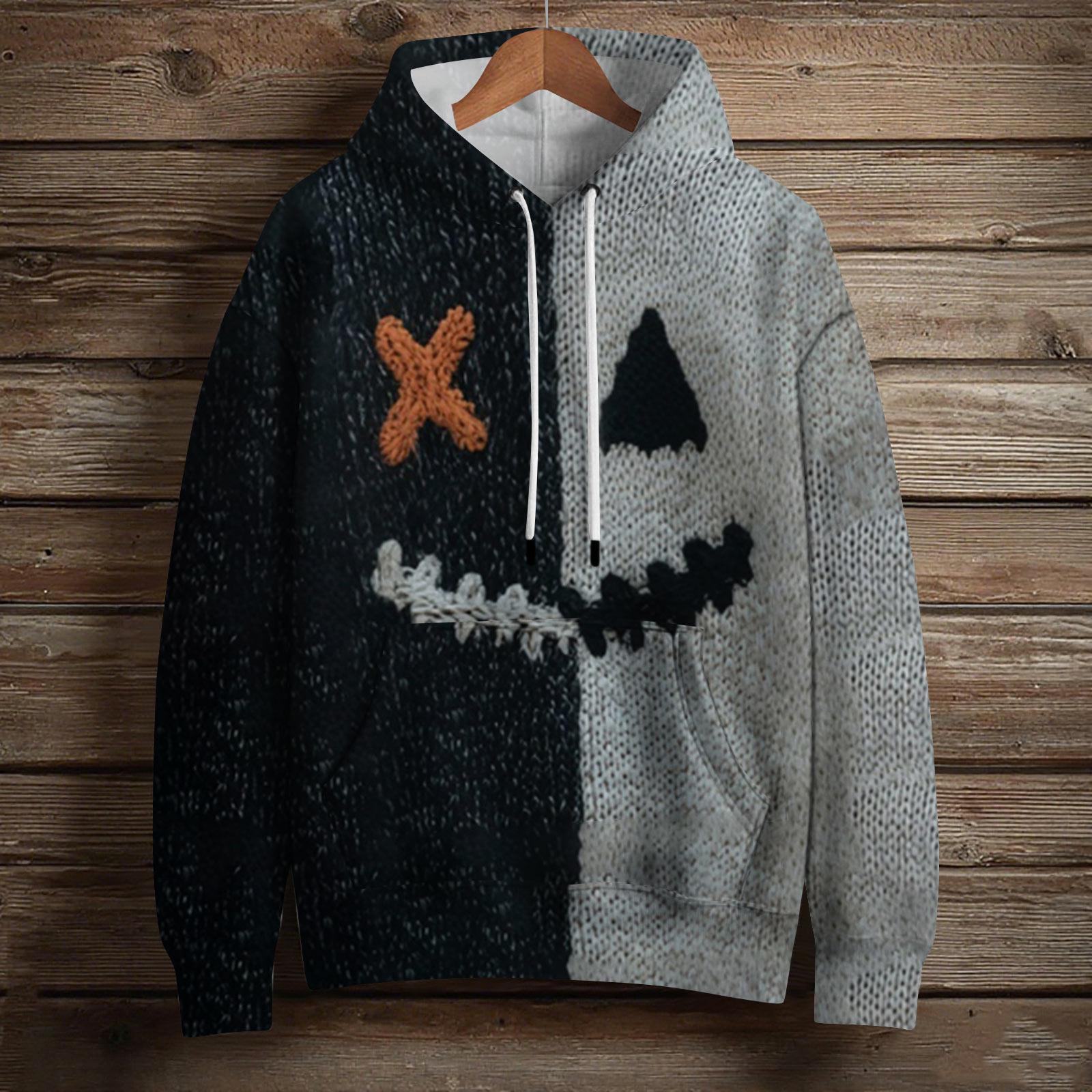 

Женский модный пуловер с длинным рукавом, толстовка с капюшоном и карманом, с принтом на Хэллоуин L