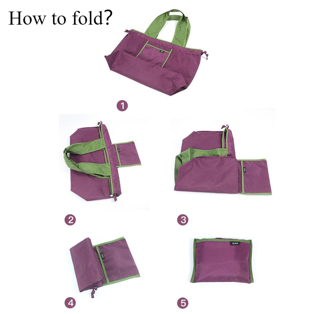 Eco-Friendly Waterproof Foldable Shopping Bag with Drawstring Closure and Shoulder Straps