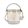 T Monogram Removable Decorative Pendant Drawstring Closure Jacquard Patch Leather Bucket Bag Mini Women Bags Cloud-Gray 156930-020