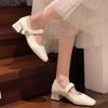 Quadratischer Absatz Single Shoes Damen Sommer Stil Französische Eleganz Riemchen Neue Schuhe