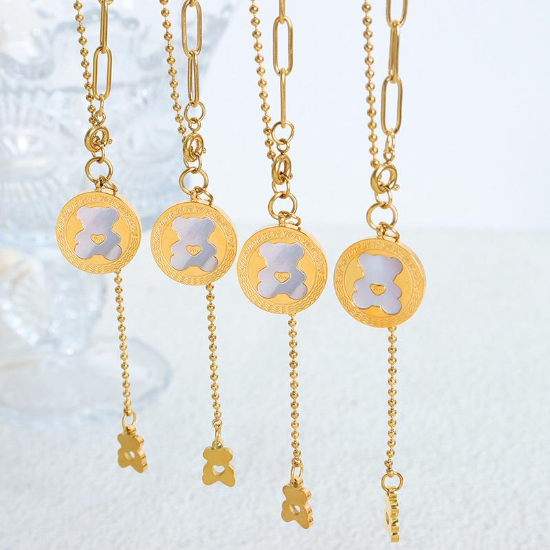 Japan And Korea Small Fresh Student Cute Bear Round Brand Pendant Jewelry Necklace Girls Earrings Personalized Fashion Accessories