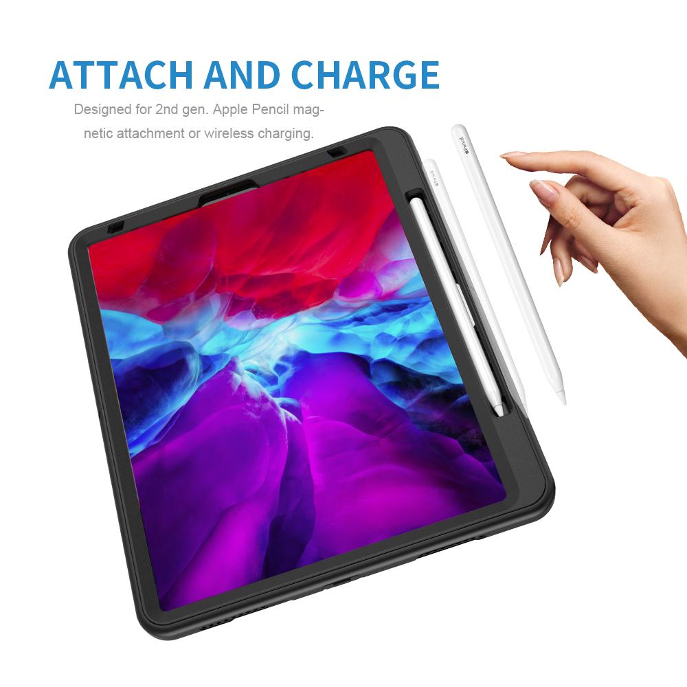 Kickstand Case for iPad Air 13 (2025)/(2024)/Pro 12.9 (2022)/(2021)/(2020)/(2018) PC+TPU Tablet Cover with PET Film/Strap