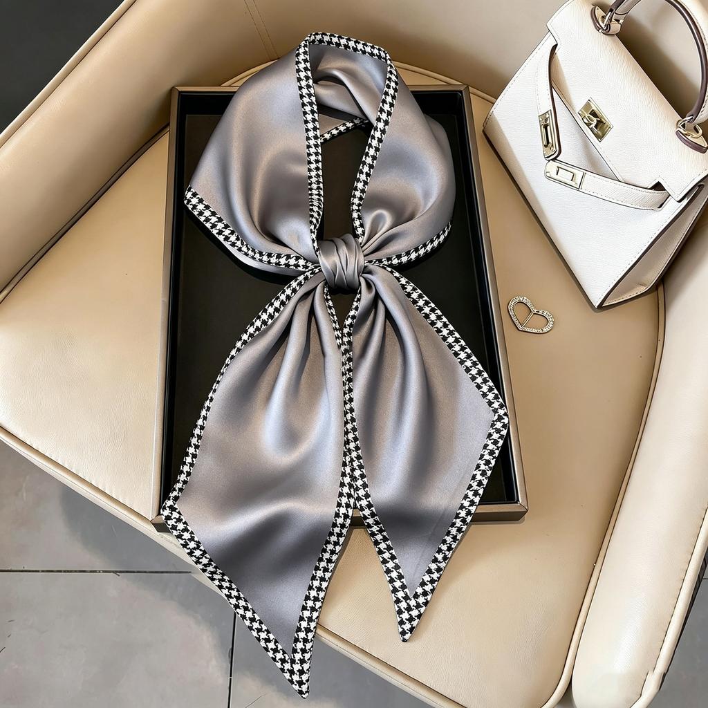 Small long thin bevel silk scarf Women's ethnic style belt Tie hair belt Tie bag ribbon tie yarn scarf Thin scarf