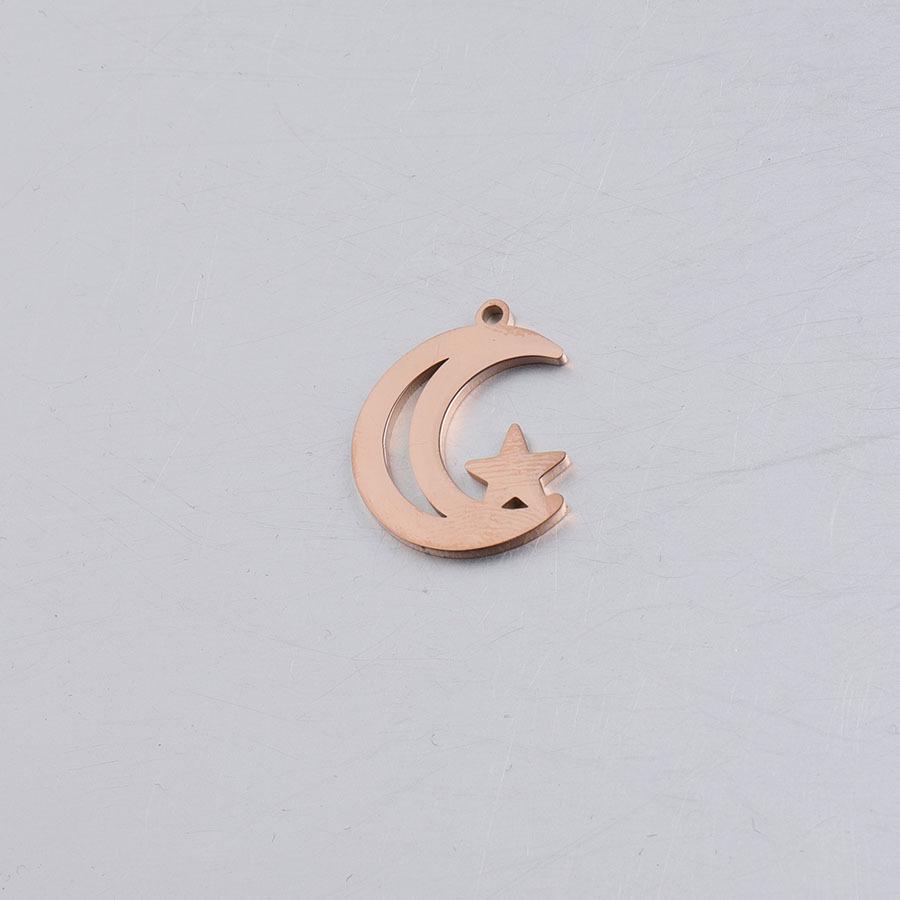 Five-Pointed Star Moon Stainless Steel Jewelry Pendants 18x22.4mm