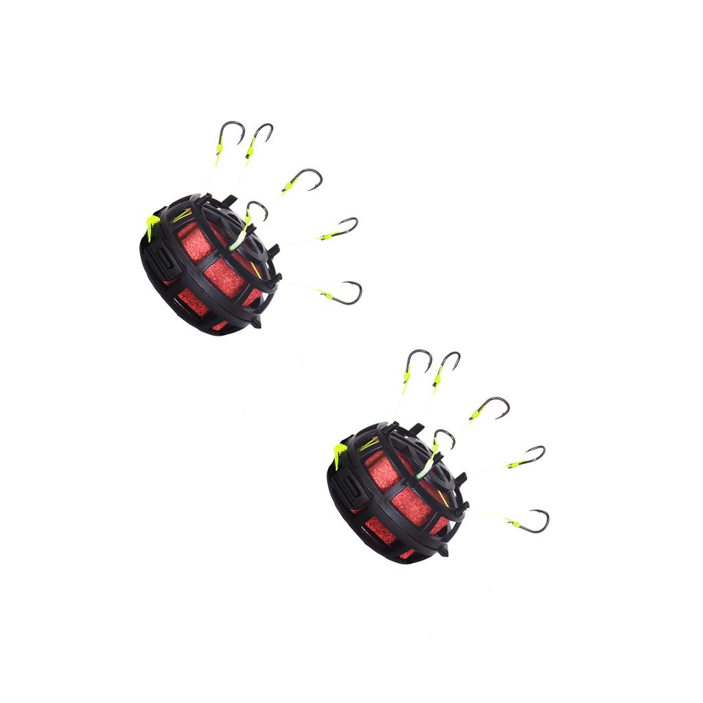 2pcs Anti-Bottom Fishing Rig Set Professional String Hook Bait Cage with 6 Hook Anti Winding Line Group Feeder Sinker