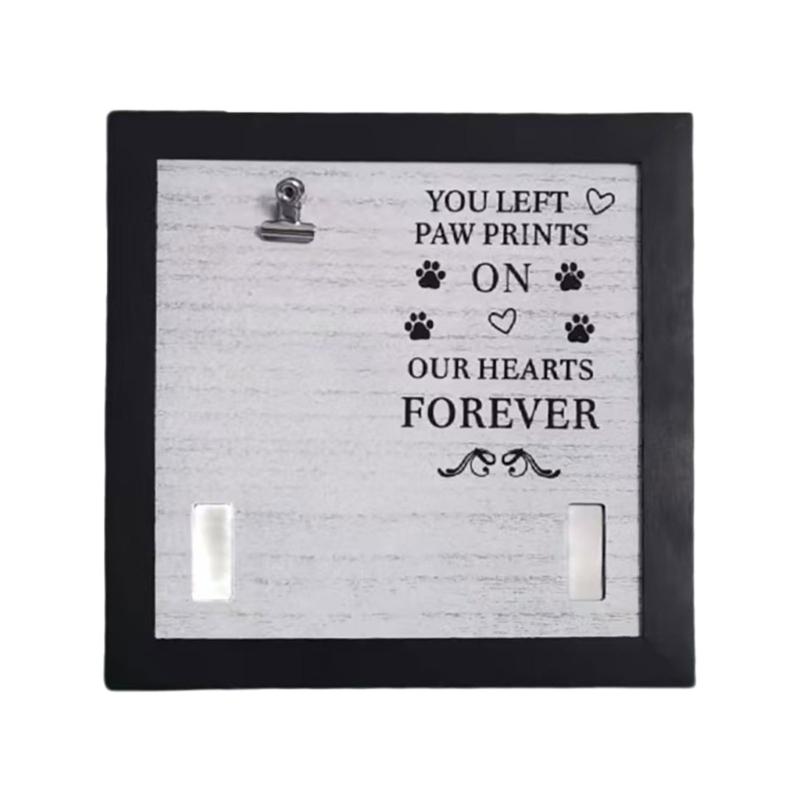 

Wood Pet Photo Frame with Collar Holder Clip for Cherishing Memory of Dog and Cats 9x9Inch Pet Memorial Picture Frame