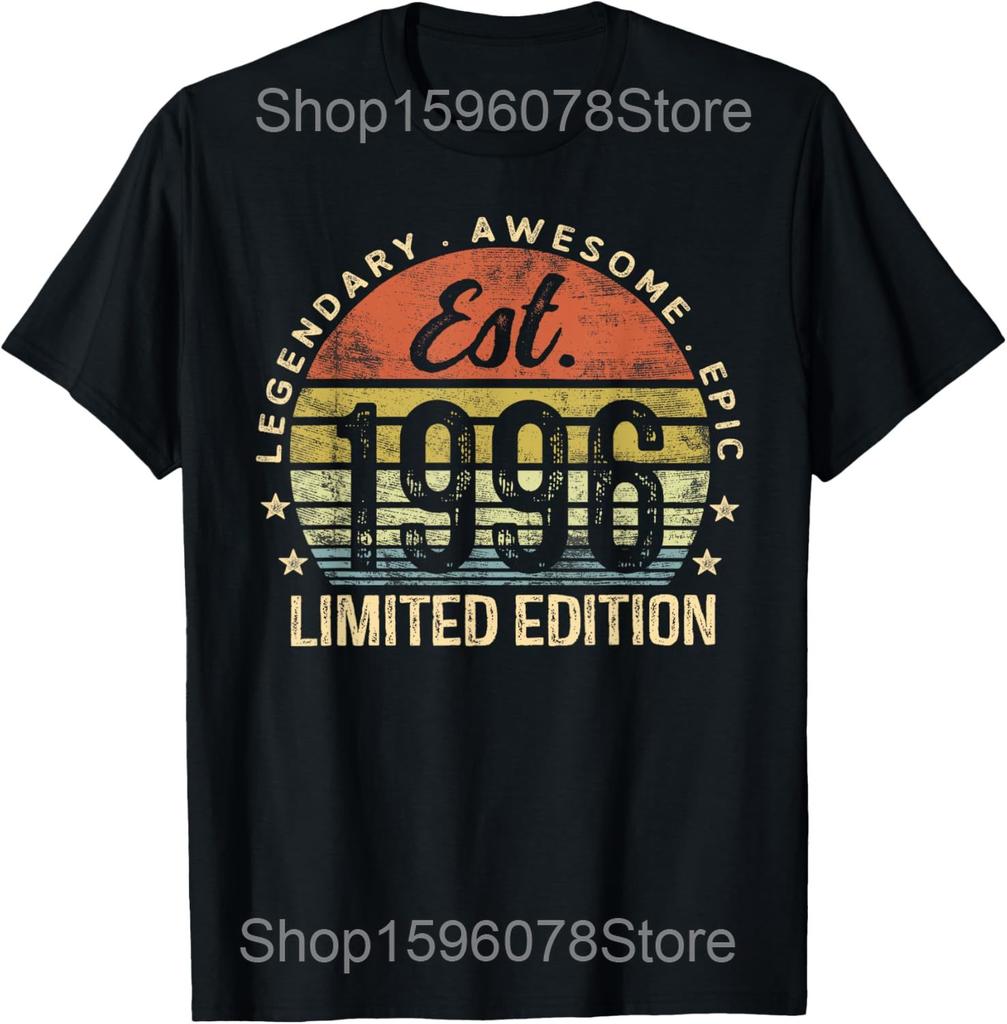 30th Birthday Vintage Born In 1996 30 Years Old Bday T Shirts Unisex Humor Streetwear Tee Shirt Short Sleeve Unisex Loose Clothing