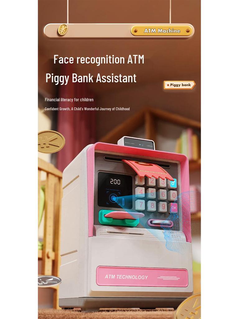 Smart Kids' ATM Money Saving Box with Face Recognition and Automatic Bill Rolling
