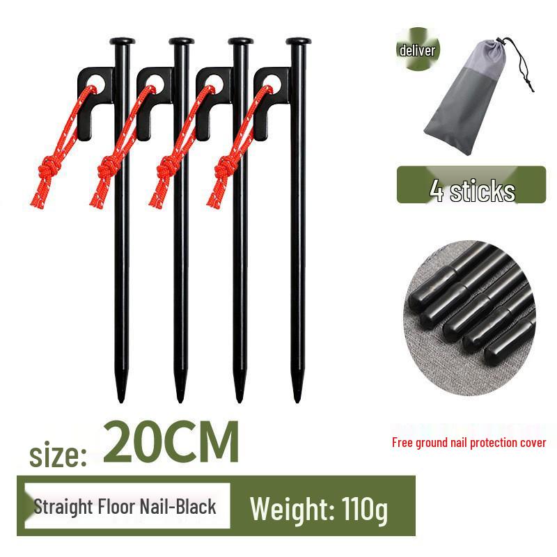 Steel Tent & Tarp Pegs: Thickened, Windproof, Long Camping Peg Set for Outdoor Use