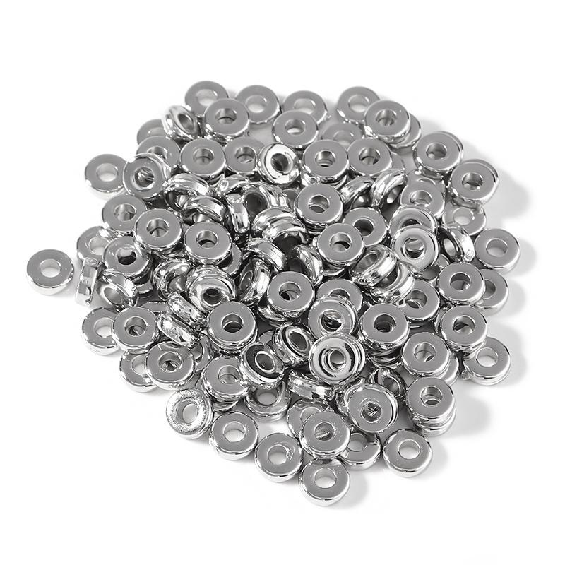 100pcs/Lot CCB Beads KC Gold Sliver Plated Round Flat Wheel Beads Loose Spacers Beads For Jewelry Making DIY Bracelet Necklace