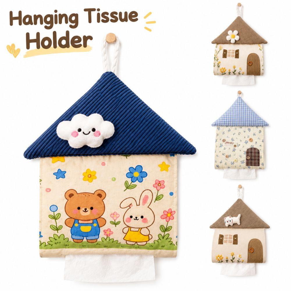 Hanging Type Tissue Box Cover Portable Design Tissue Storage Bag Kawaii Paper Towel Holder Car