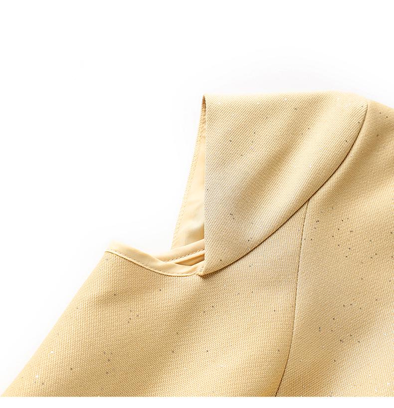 Set elegant jachetă cu gât rotund și rochie cu model floral în relief