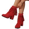 Rivet Suede Plus Size High Heeled Fashion Boots 2025 Winter New Fringed Boots for Women