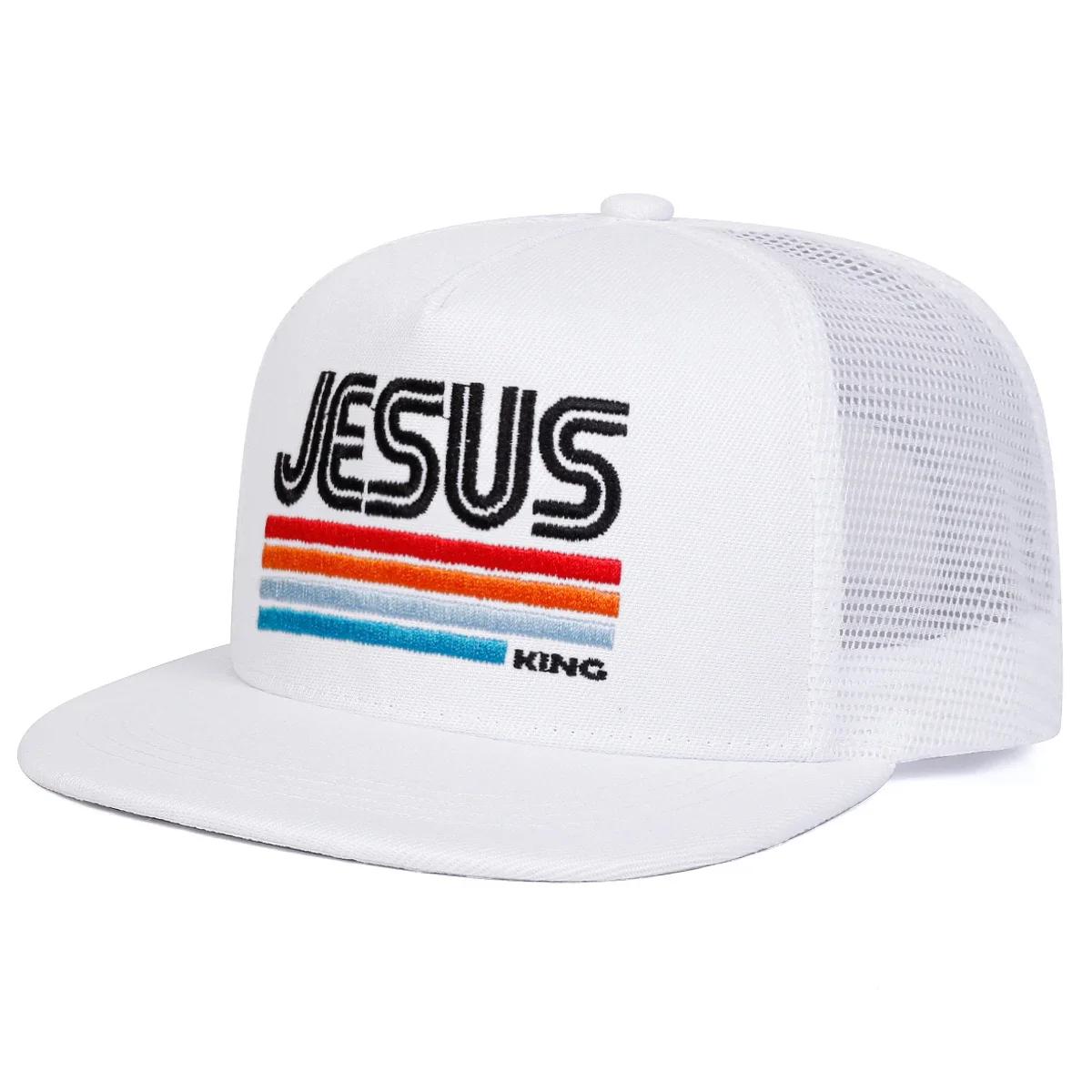 

Unisex JESUS Letter Embroidery Hip-hop Net Hats Spring Summer Outdoor Adjustable Casual Baseball Caps Sunscreen Hat Sports Cap белый