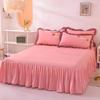 4pcs/set Non-Slip Bed Skirt Quilt Cover Pillowcase Four Piece Sets Princess Lace Quilt Cover Delicate Embroidery Soft Bedding Set