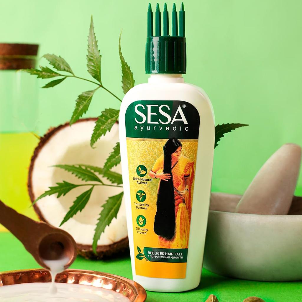 Sesa Ayurvedic Hair Oil For Hair Fall Control & Growth With Bhringraj Coconut Oil 200ml | Nourishing Herbal Oil For Men & Women