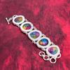 Rainbow Solar Druzy Gemstone Jewelry, 925 Solid Sterling Silver Jewelry, Handmade Bracelet Gift For Love, Druzy Jewelry
