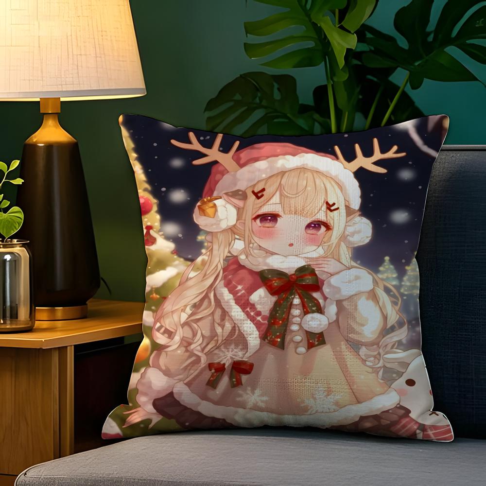 Christmas reindeer antler girl  Pillow Case Natural Linen Pillow Case DoubleSided Decor Sofa Pillowcase Home Decor