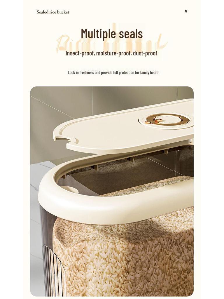 Large Capacity Sealed Rice Container: Insect-Proof, Moisture-Proof, Food-Grade Storage Bucket