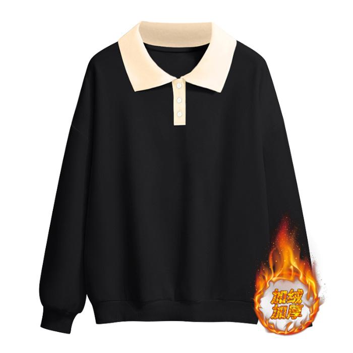 

A #gram silver fox velvet lapel contrasting color lo shirt loose velvet couple sweater (minimum approval of ten pieces) 2XL чорний