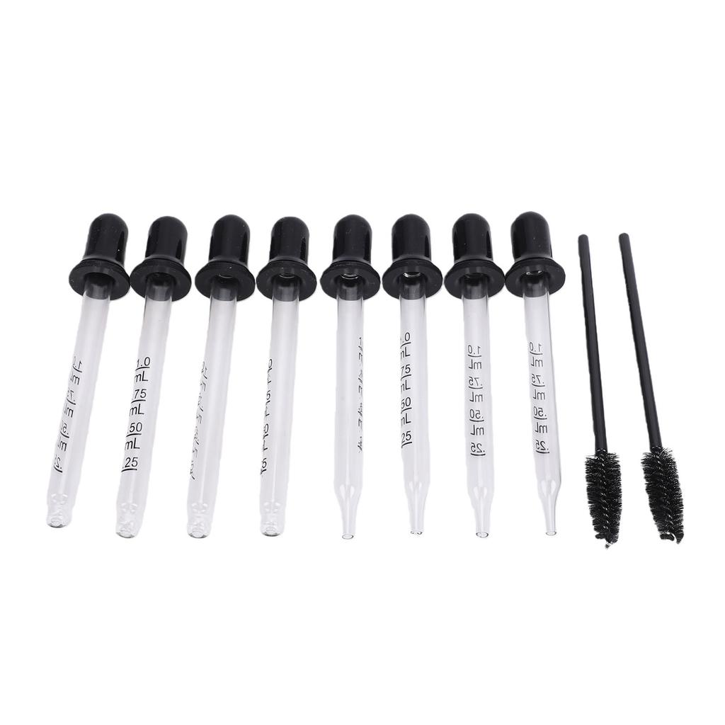 8 Pcs 1ml Glass Pipettes Droppers Eye Droppers with Black Food Grade Silicone Head for Liquid Essential Oil Ear Craft