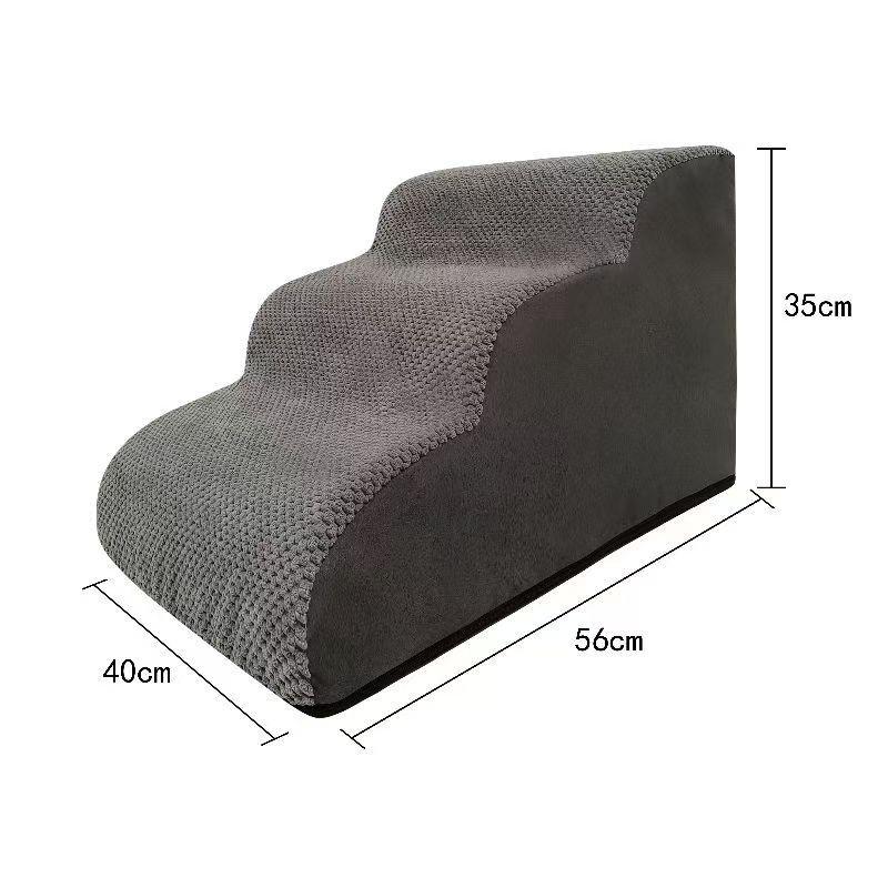 Washable Gray Pet Ramp for Small & Medium Dogs - Sponge Steps & Sofa Climbing Ladder