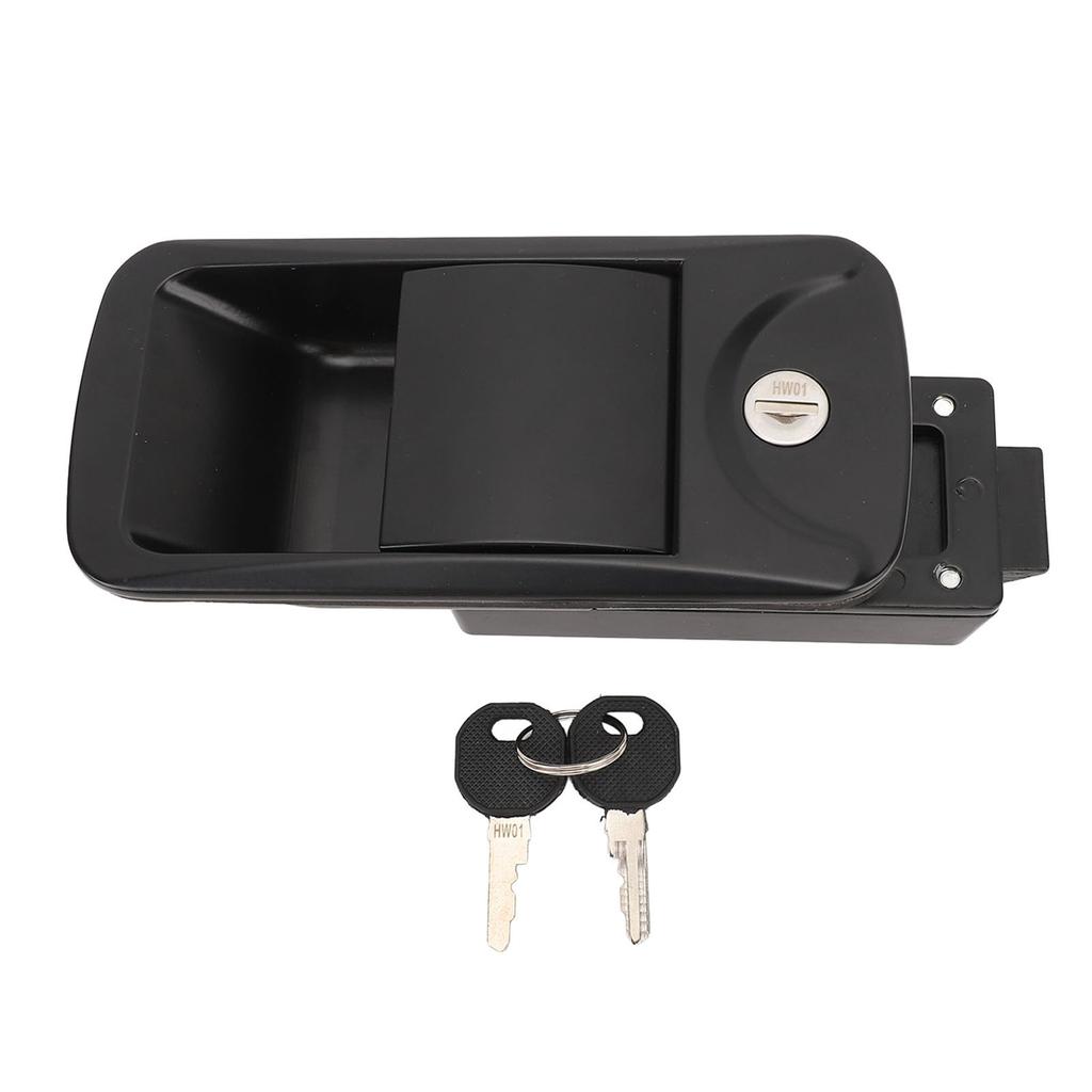 RV Door Lock with 2 Keys Zinc Alloy Flush Mount RV Door Latch Handle for Yacht Caravan Black 6.2 X 3in