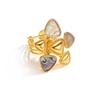18K Gold European and American Stainless Steel Open Ring with Geometric Abalone Shell Design for Women