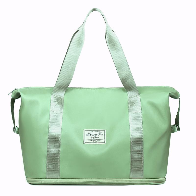 

Расширяемая женская сумка-тоут большой вместимости для хранения багажа, дорожная сумка для отдыха, водонепроницаемая нейлоновая спортивная сумка для фитнеса зелёный