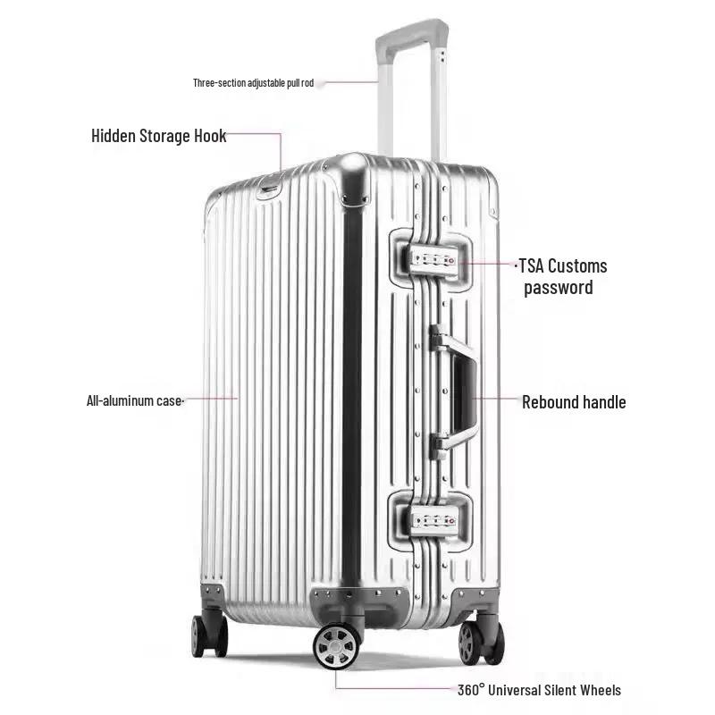 Aluminum Magnesium Alloy Trolley Case with Universal Wheels - 32" Extra Large Suitcase, Sports Edition for Men & Women