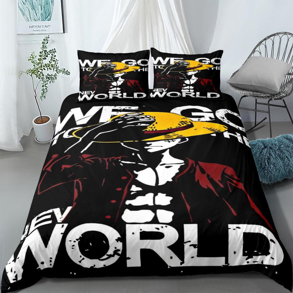 Anime O-Ones Pieces Bedding Set Japanese Luffys Duvet Cover Pillowcase for Children Boys Gift Single Queen King Size