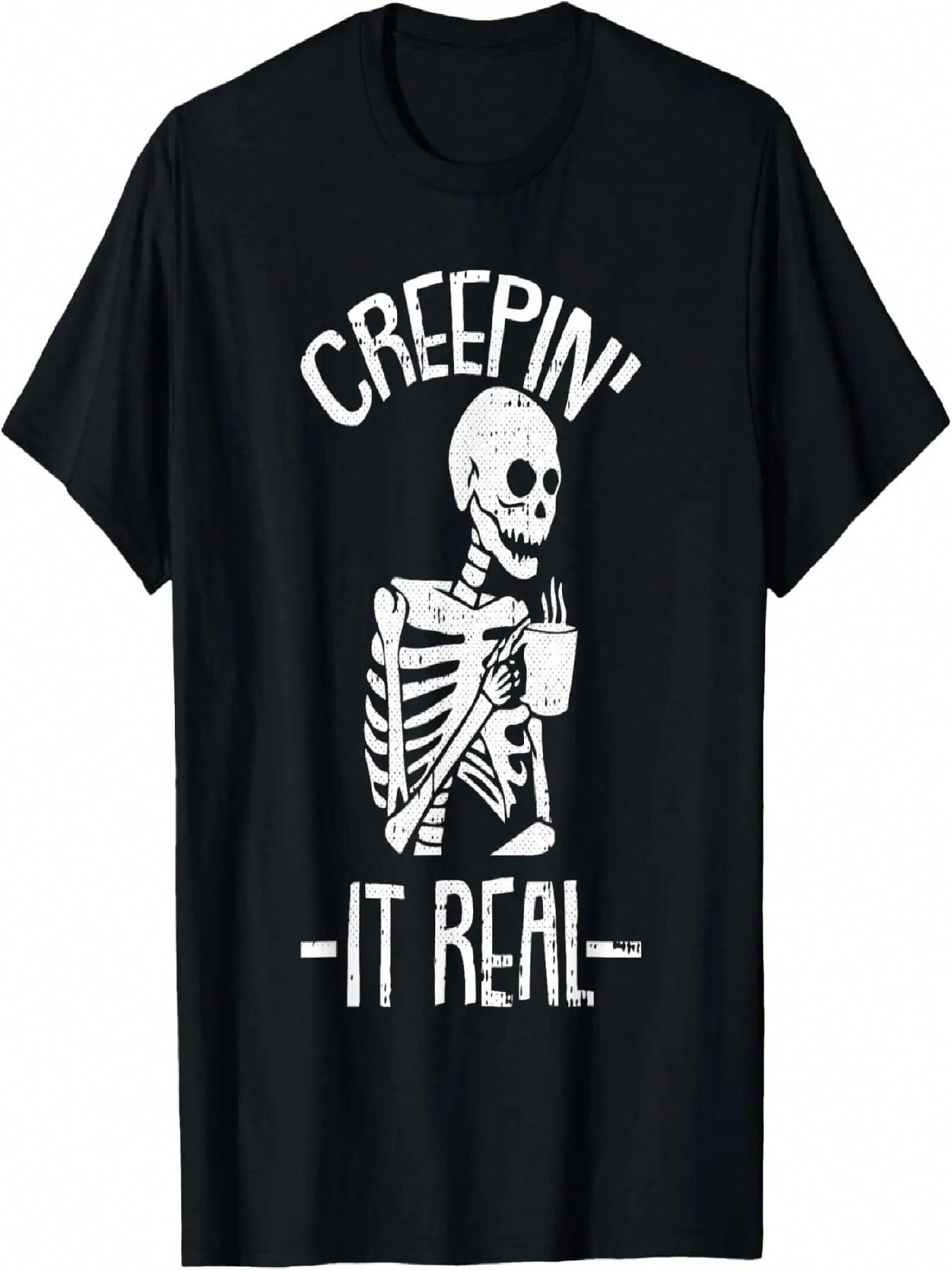 Creepin It Real Lazy Halloween Costume Funny Skeleton Skull T-Shirt S разноцветный