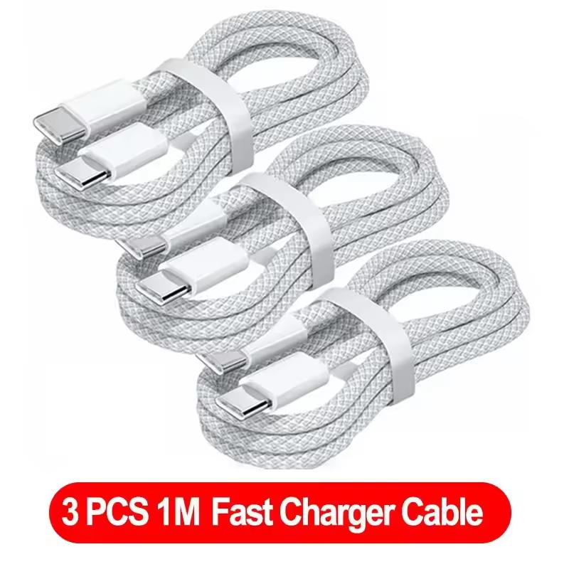 

3PCS 100W USB C Cable to USB Type C 100W Fast Charging Charger Cable For iPhone 16 15 Samsung Xiaomi Huawei Phone USBC Data Cord