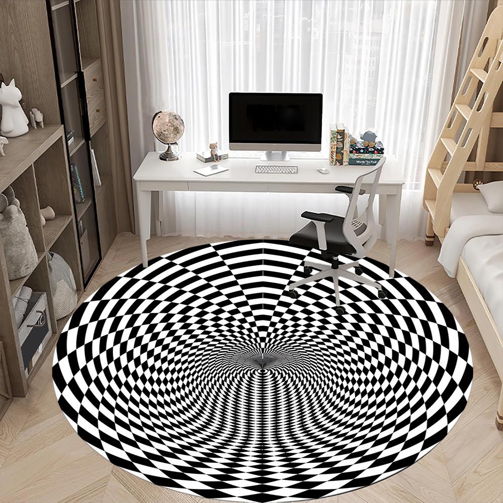1pc Optical IllusionChair Carpet for Office, Indoor Non-Slip Washable Polyester Fiber Carpet, Mat For Office, Machine Washable
