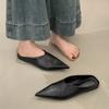 Pointed retro bag head slippers women's wear 2025 spring and summer silver lazy muller shoes low heel soft leather half drag thin