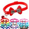 Cute Plaid Bow Tie Pet Collar Adjustable Polyester Dog Cat Necklace Bell Charm Colorful Checkered Design Winter/Spring Summer
